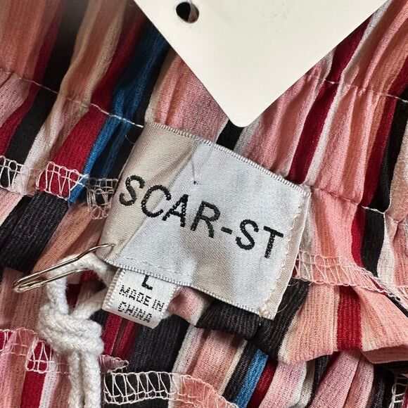 NWT Oscar S Women’s Multi Striped Palazzo Cropped Pants Pull On - Size Large - Picture 6 of 6